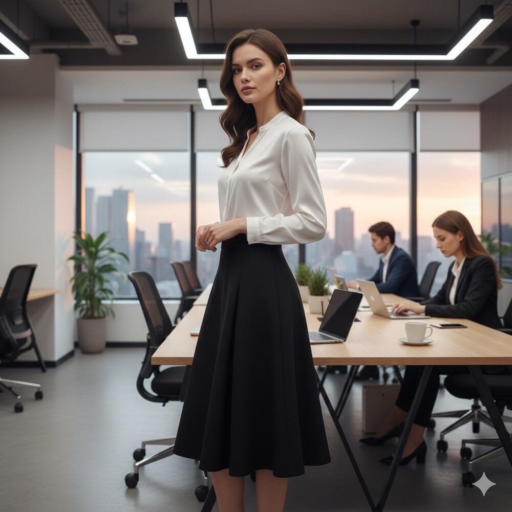 Jones Wear Essentials Black A-Line Midi Skirt Womens Size 10 Professional Office